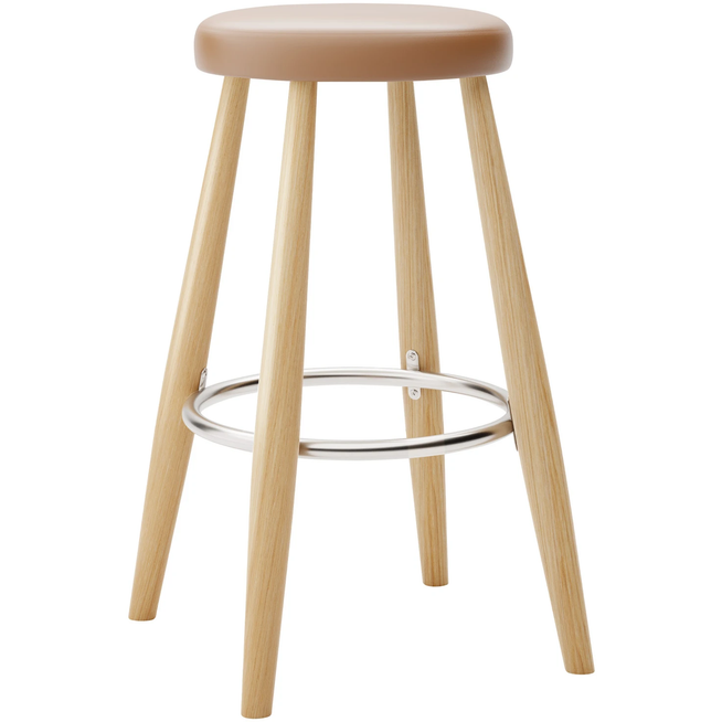 Photo of Carl Hansen - Ch58 Low Stool, Clear Lacquered Oak, Leather Group B Thor - 307 - Bar stools & Bar stools - Hans J. Wegner - Wood - Leather/metal/wood