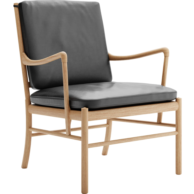 Photo of Carl Hansen - Ow149 - Colonial Chair, Oiled Oak, Leather Group C Sif - 98 - Armchairs - Ole Wanscher - Black - Leather/Wood