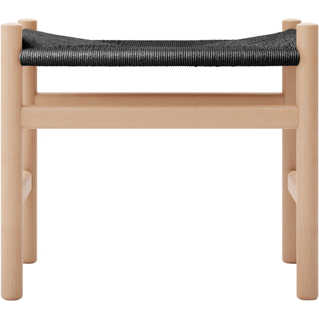 Photo of Carl Hansen - Ch53, beech, oiled, black braided, 39 cm - footstools - Hans J. Wegner - Wood-coloured - Paper/wood