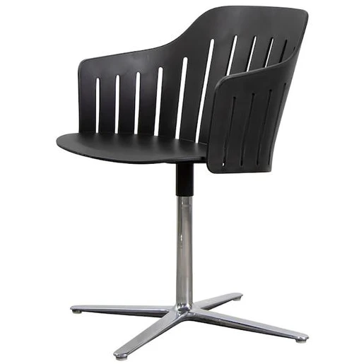 Photo of Choice Stol - Aluminium - Indendørs - Spisebordsstol - Frame: Polished Aluminium / Seat: Black - W59 X D53 X H42 Cm