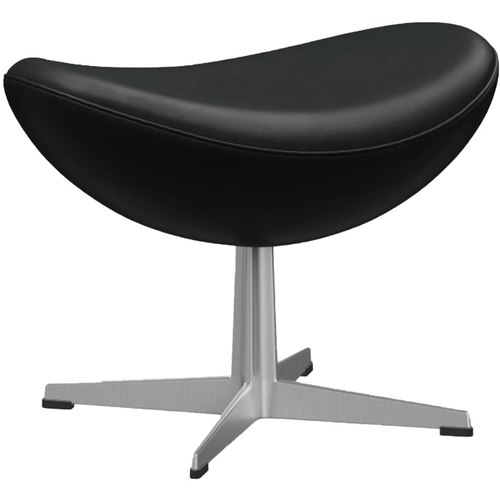 Photo of 3127 Egg Footstool Leather Grace, Black - Footstools - Arne Jacobsen - Black - Leather/metal/synthetic