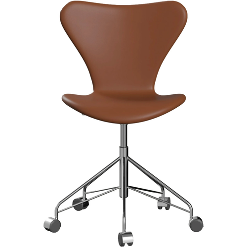 Photo of 3117 Sjuan - Fully upholstered, Leather, Soft Cognac - Desk chairs - Arne Jacobsen - Brown