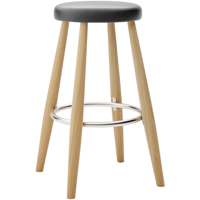 Photo of Carl Hansen - Ch58 Low Stool, Oiled Oak, Leather Group C Sif - 98 - Bar stools & Bar stools - Hans J. Wegner - Wood - Leather/metal/wood