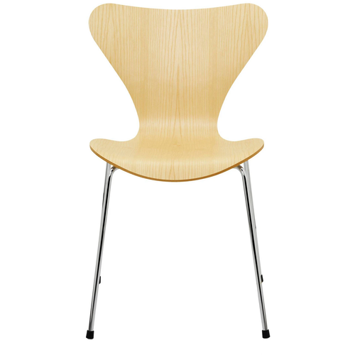 Photo of 3107 Sjuan, Ash veneer - Dining chairs - Arne Jacobsen - Wood-coloured - Metal/wood