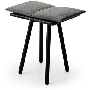 Photo of Georg Stool Black Lacquered - Stools - Christina Liljenberg Halstrøm - Black - Leather/wood/wool