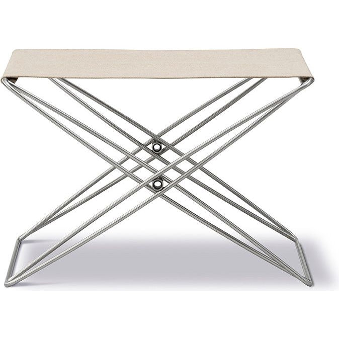 Photo of Jg Foldestolen 6565 By Jørgen Gammelgaard - Skammel - Natural Canvas / Brushed Stainless Steel - W60 X D46 X H40 Cm