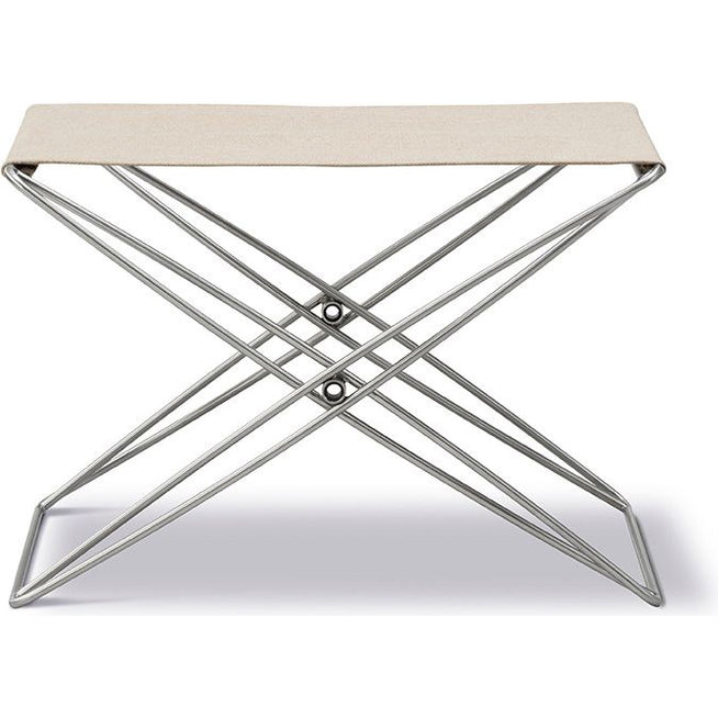 Photo of Jg Foldestolen 6565 By Jørgen Gammelgaard - Skammel - Natural Canvas / Brushed Stainless Steel - W60 X D46 X H40 Cm