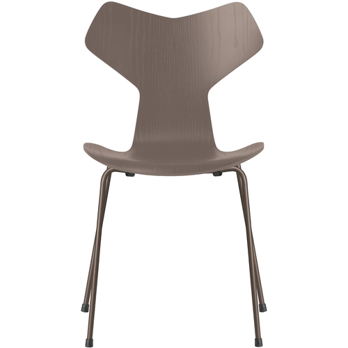 Photo of 3130 Grand Prix, Coloured Ash, Deep Clay, Underframe Brown Bronze - Dining chairs - Arne Jacobsen - Beige - Metal/wood