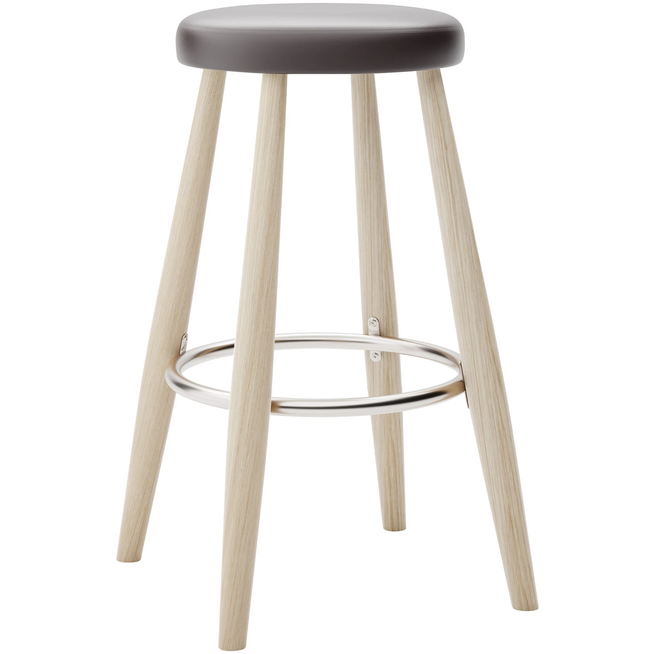 Photo of Carl Hansen - Ch58 Low Stool, Soaped Oak, Leather Group B Thor - 306 - Bar stools & Bar stools - Hans J. Wegner - Wood - Leather/metal/wood