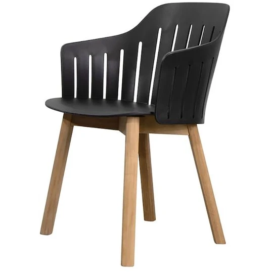 Photo of Choice Stol - Teak - Indendørs - Spisebordsstol - Frame: Teak / Seat: Black - W59 X D53 X H42 Cm