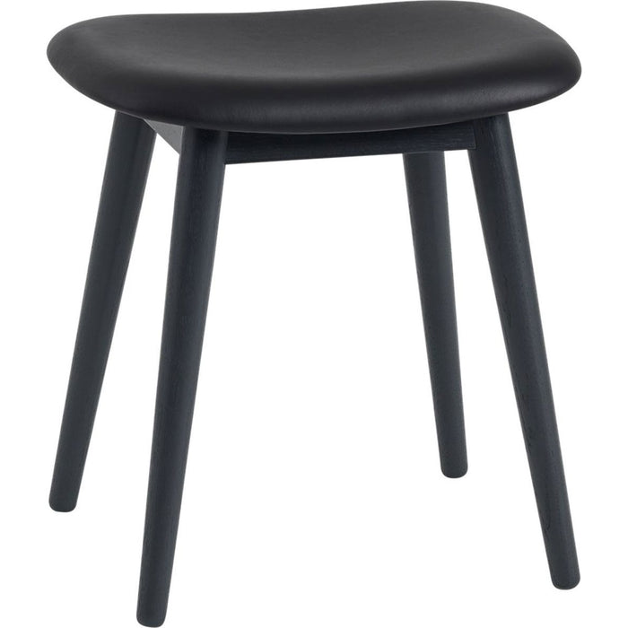 Photo of Fiber Stool, Wood Base, Silk Leather - Black/black - Stools - Iskos-berlin - Black - Wood/synthetic