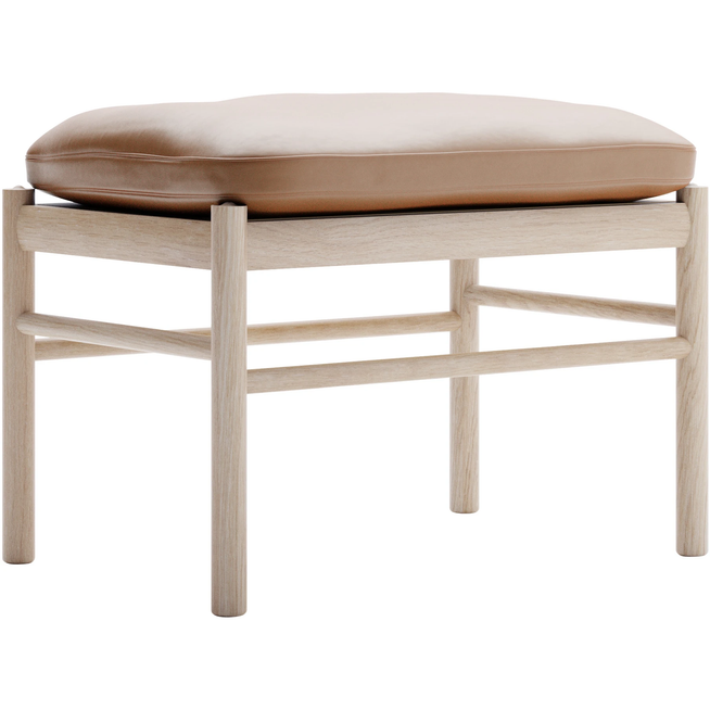 Photo of Carl Hansen - OW149F - Colonial Footstool, White Oiled Oak, Leather Group C Sif