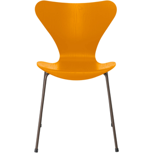 Photo of 3107 Seven, coloured box, Venetian Red, Underframe Brown Bronze - Dining chairs - Arne Jacobsen - Red - Metal/wood