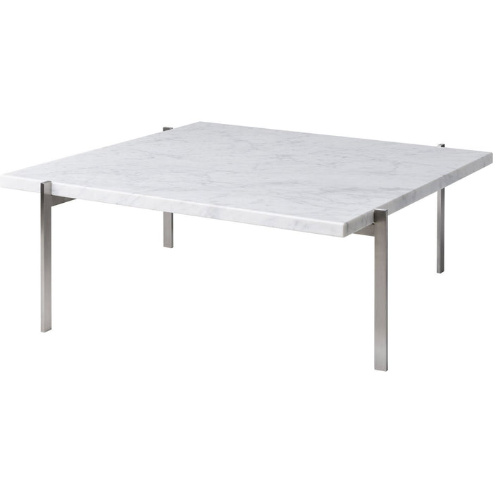 Photo of Pk61, White Marble, Matt cut - Coffee table - Poul Kjærholm - White - Metal/stone