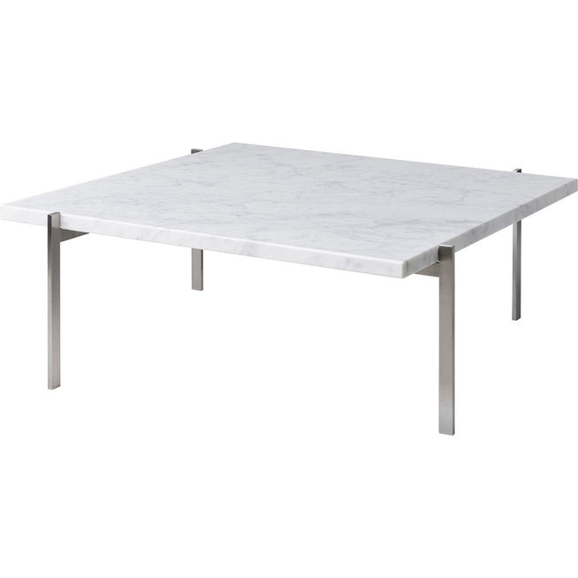 Photo of Pk61, White Marble, Matt cut - Coffee table - Poul Kjærholm - White - Metal/stone