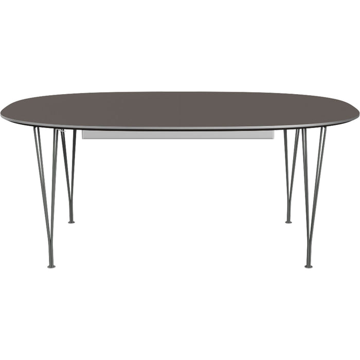 Photo of B620 Superellipse Extendable, Laminate, Grey, Grey Powder Coating - Dining Table - Arne Jacobsen,bruno Mathsson,piet Hein