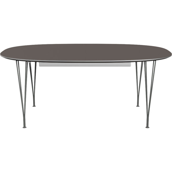 Photo of B620 Superellipse Extendable, Laminate, Grey, Grey Powder Coating - Dining Table - Arne Jacobsen,bruno Mathsson,piet Hein