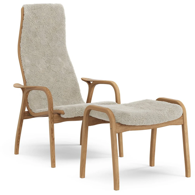Photo of Lamino Armchair And Footstool Oiled Oak/sheepskin