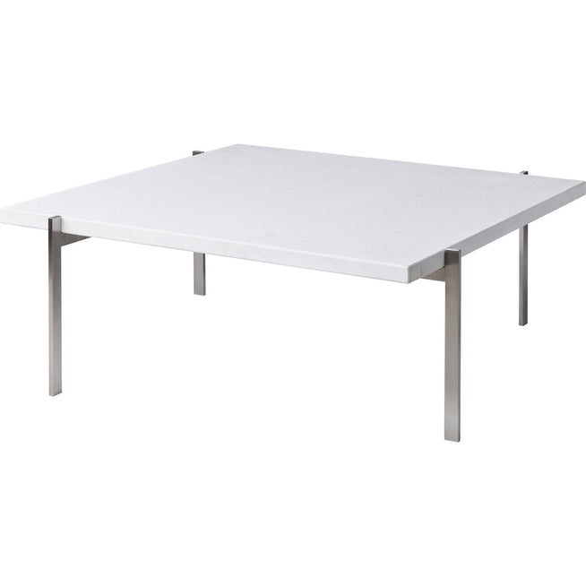 Photo of Pk61 White Marble Rolled - Coffee Table - Poul Kjærholm - White - Metal/Stone