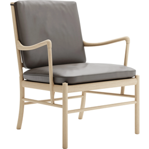 Photo of Carl Hansen - Ow149 - Colonial Chair, Soaped Oak, Leather Group B Thor - 306 - Armchairs - Ole Wanscher - Brown - Leather/Wood