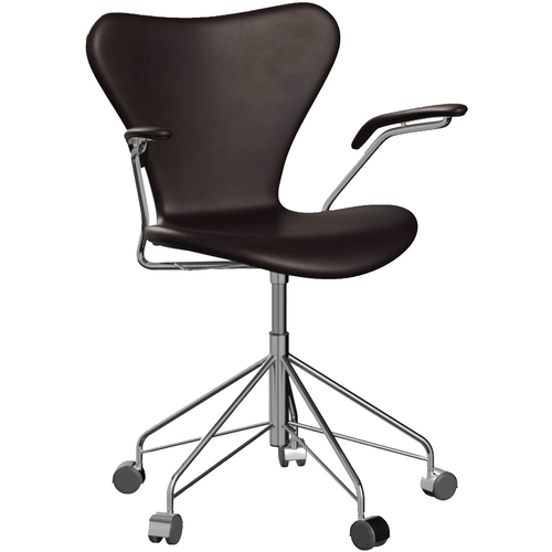 Photo of 3217 Sjuan - Full upholstery, Leather, Grace Dark Brown - Desk chairs - Arne Jacobsen - Brown