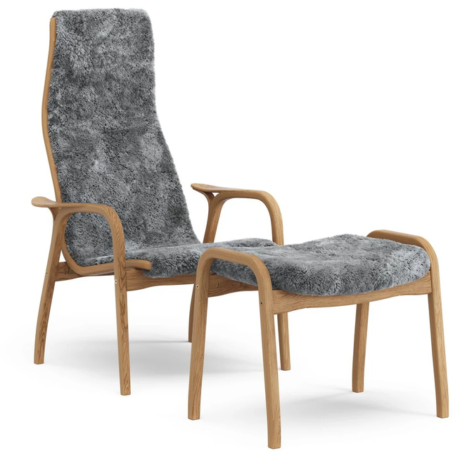 Photo of Lamino Armchair And Footstool Oiled Oak/sheepskin