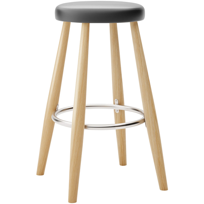Photo of Carl Hansen - Ch58 Low Stool, Clear Lacquered Oak, Leather Group B Thor - 301 - Bar stools & Bar stools - Hans J. Wegner - Wood - Leather/metal/wood