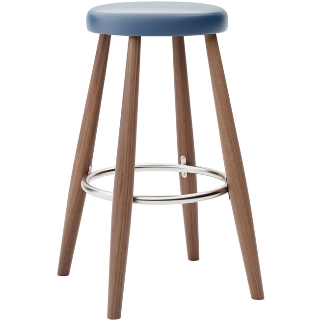 Photo of Carl Hansen - Ch58 Low Stool, Oiled Walnut, Leather Group A Loke - 7310 - Bar stools & bar stools - Hans J. Wegner - Wood - Leather/metal/wood