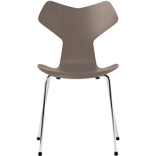 Photo of 3130 Grand Prix Ash veneer - Deep Clay - Dining chairs - Arne Jacobsen - Beige, grey - Metal/wood