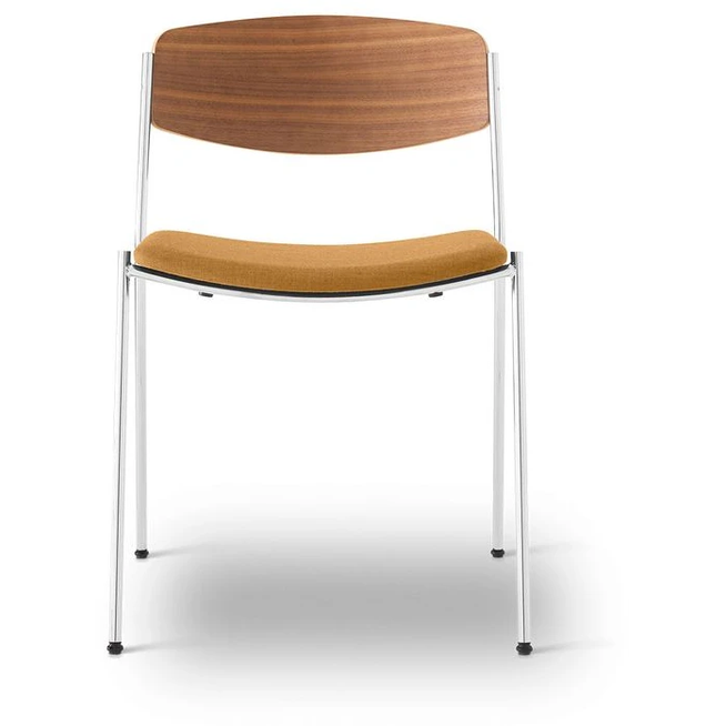 Photo of Lynderup Chair 3081 By Børge Mogensen - Spisebordsstol - Remix 422 / Lacquered Walnut / Chrome - W54 X D50 X H77 X Sh46 Cm