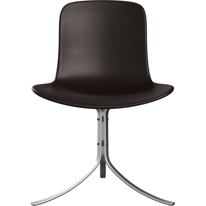 Photo of Pk9, Leather, Grace Dark Brown - Dining chairs - Poul Kjærholm - Brown - Leather/metal/synthetic