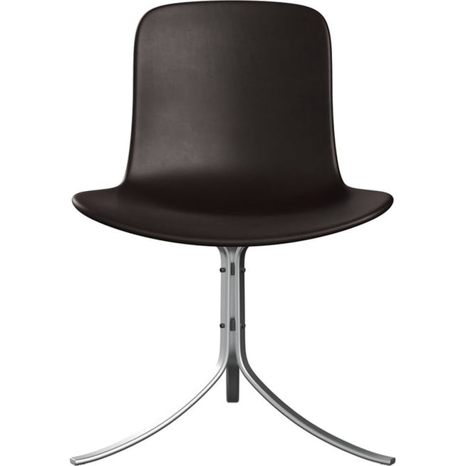 Photo of Pk9, Leather, Grace Dark Brown - Dining chairs - Poul Kjærholm - Brown - Leather/metal/synthetic