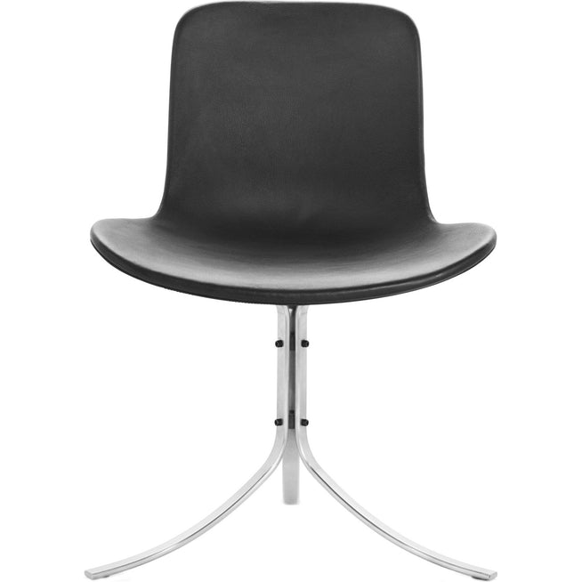 Photo of Pk9, Leather, Grace Black - Dining chairs - Poul Kjærholm - Black - Leather/metal/synthetic