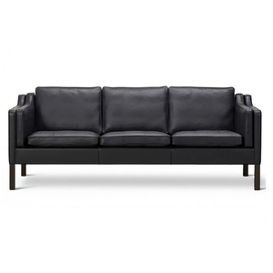 Photo of Mogensen 3-seater Sofa 2213 By Børge Mogensen - 3 Personers Sofa - Max 98 Black / Black Lacquered Oak - W221 X D81 X H80 X Sh43 Cm
