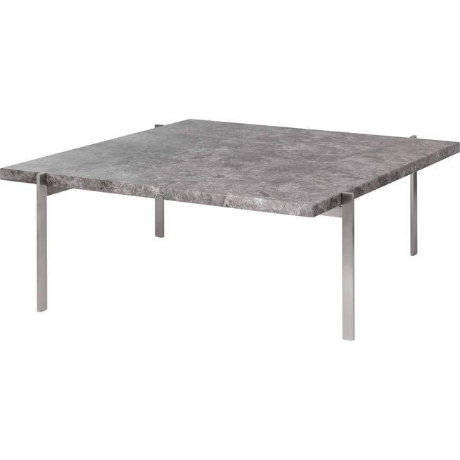 Photo of Pk61, Grey-brown Marble, Matt ground - Coffee table - Poul Kjærholm - Grey - Metal/stone