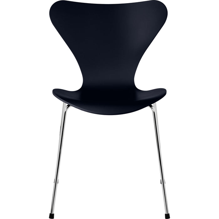 Photo of Sjuan 3107 Midnight Blue Lacquered/chrome - Dining chairs - Arne Jacobsen - Blue - Metal/wood