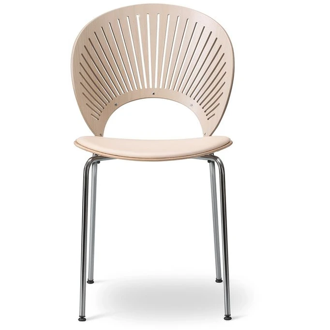 Photo of Trinidad Chair 3396 By Nanna Ditzel - Spisebordsstol - Vegeta 90 Natural / Lacquered Oak / Chrome - W48,5 X D57 X H85 X Sh46,5 Cm