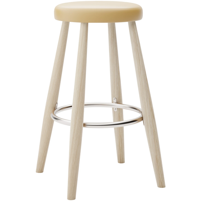 Photo of Carl Hansen - Ch58 Low Stool, Soaped Oak, Leather Group B Thor - 325 - Bar stools & Bar stools - Hans J. Wegner - Wood - Leather/metal/wood