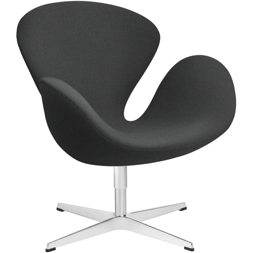 Photo of 3320 Swan Armchair, Grey Uni 1172 Christianshavn Fabric, Swivel Star Base - Swivel Armchairs - Arne Jacobsen - Grey - Metal/Foam/Wool