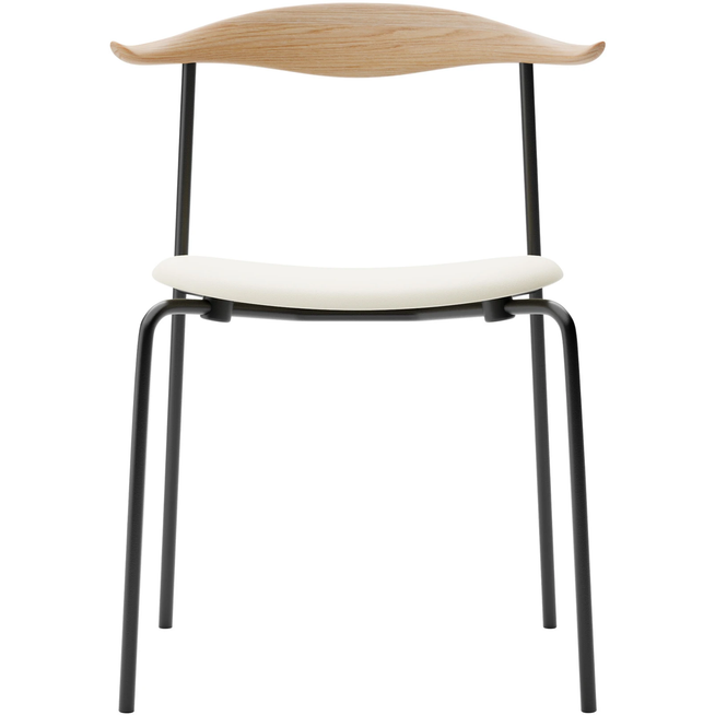 Photo of Carl Hansen - Ch88p - Black Steel, Oak, Oiled, Leather Group B Thor - 300 - Dining Chairs - Hans J. Wegner - White - Leather/Wood
