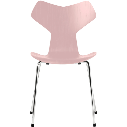 Photo of 3130 Grand Prix, Coloured Ash, Pale Rose, Underframe Chrome Steel - Dining Chairs - Arne Jacobsen - Pink - Metal/Wood