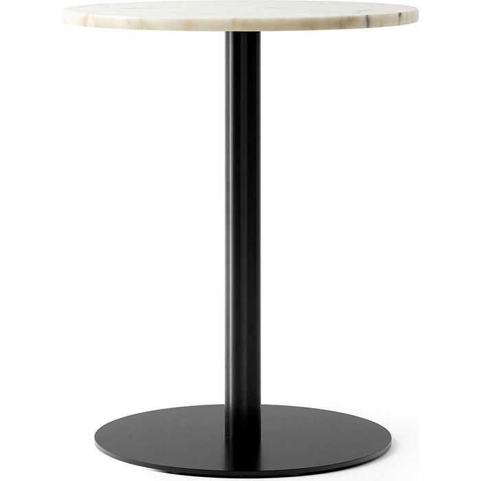 Photo of Harbour Column Dining Table Ø60off White Marble Tabletop With Black Base - Matbord - Norm Architects - Vit - Mdf/metall/sten