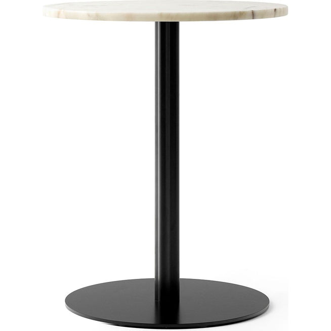 Photo of Harbour Column Dining Table Ø60off White Marble Tabletop With Black Base - Matbord - Norm Architects - Vit - Mdf/metall/sten