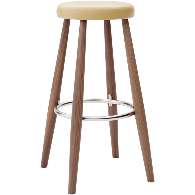 Photo of Carl Hansen - Ch56 High Stool, Oiled Walnut, Leather Group B Thor - 325 - Bar stools & Bar stools - Hans J. Wegner - Wood - Leather/metal/wood