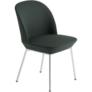 Oslo Side Chair, Twill Weave 990 Chrome Legs - Dining chairs - Anderssen & Voll - Green - Metal/synthetic/wool
