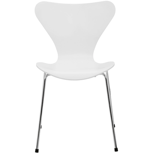 Photo of 3107 Sjuan, lacquered beech veneer, white - Dining chairs - Arne Jacobsen - White - Metal/wood