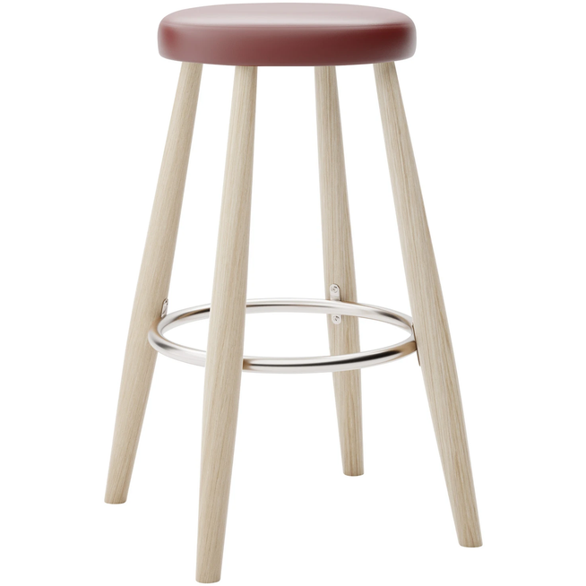 Photo of Carl Hansen - Ch58 Low Stool, Soaped Oak, Leather Group B Thor - 332 - Bar stools & Bar stools - Hans J. Wegner - Wood - Leather/metal/wood