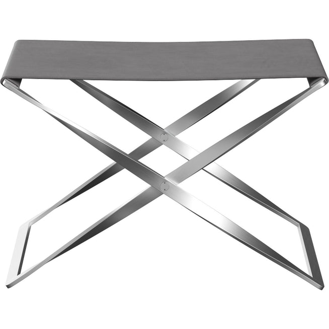 Photo of Pk91, Leather, Embrace Concrete Grey - Footstools - Poul Kjærholm - Grey - Metal