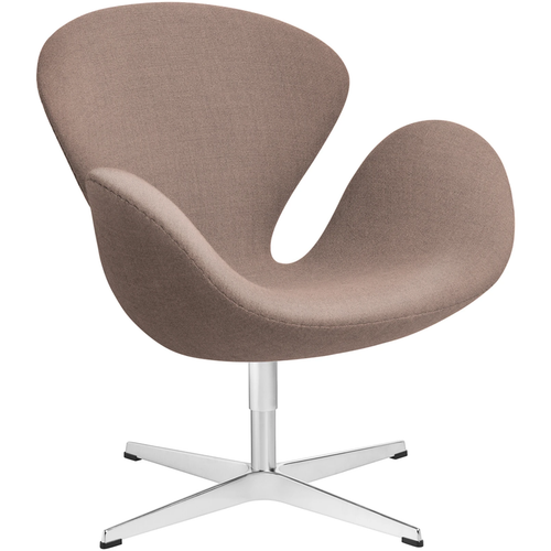 Photo of 3320 Swan Armchair, Light Red Uni 1130 Christianshavn Fabric, Swivel Star Base - Swivel Armchairs - Arne Jacobsen - Pink - Metal/Foam/Wool