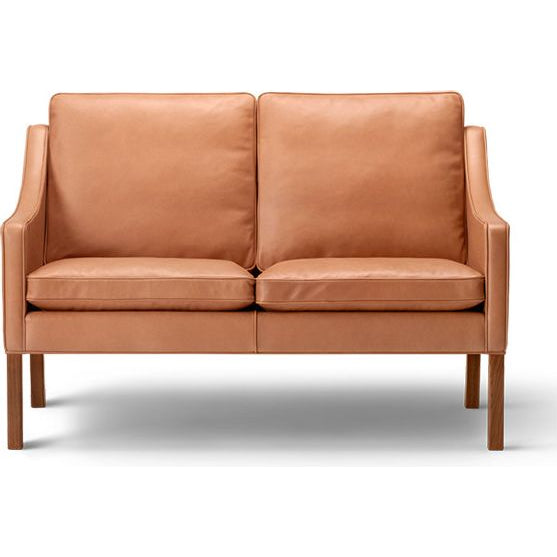 Photo of Mogensen 2-seater Sofa 2208 By Børge Mogensen - 2 Personers Sofa - Max 95 Cognac / Oiled Walnut - W128 X D82 X H84 X Sh43 Cm